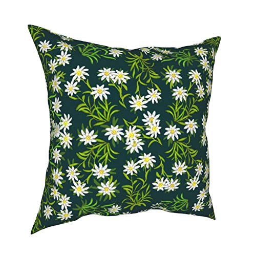 Swiss Alpine Edelweiss - Funda de cojín para decoración diaria con cremallera, funda de almohada lumbar para regalo en casa, sofá, cama, coche, 45,72 x 45,72 cm