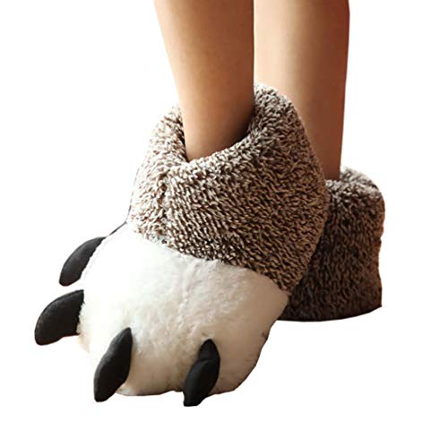 SXSHYUAR Encantador Zapatillas Peluche De Animales - Gracioso Garra De Oso Pantuflas - Regalo Zapatos por Casa - Adultos Y Niños - Hombre Y Mujer algodón, 36-37