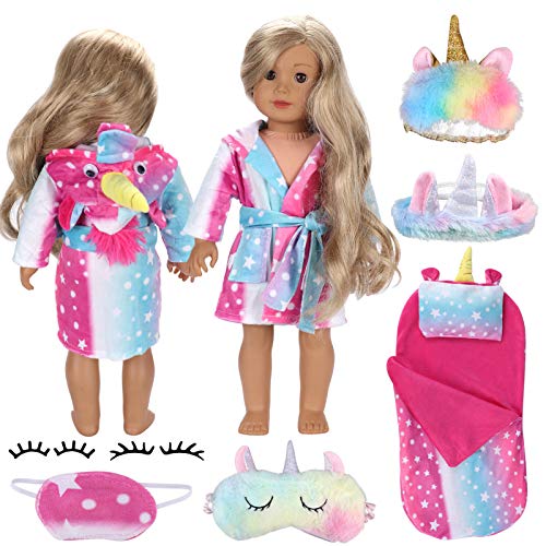 Tacobear 9 Piezas Accesorios Muñecas Bebé 40-46cm Unicornio Pijama Almohada Diadema Pestañas Postizas Muñecas Reborn Accesorios para Ropa Regalo de Unicornio para Muñeca