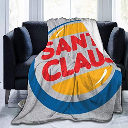 Tonesum Santa Claus Burger King Logo Navidad Tirar Una Manta,Manta De Franela,Cubierta De Cama,Colcha Suave,Manta Cálida A Cuadros,Oficina Manta De Sofá,Mantas De Cama M