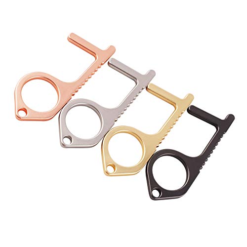 TQmate 4Pack, EDC Clean Key, Abridor de puerta de latón sin contacto, Portátil De múltiples fines Salud Llave Tool, EDC Antibacteriano Sin Contacto puerta