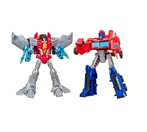 Transformers Cyberverse Warrior Action Attackers Optimus Prime y Starscream - Juego de 2 Figuras de acción para niños a Partir de 6 años, 13,5 cm