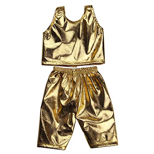 Uteruik Ropa Doll para 46cm / 18in. American Girl Doll Trajes Casuales Brillantes - Accesorios de Vestuario para Tops y Pantalones, 2pcs / Set (Color Oro)