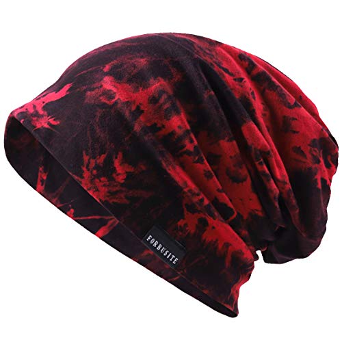 VECRY Hombre Gorros de Punto Slouch Beanie Thin Summer Cap Gorra de Calavera (Tinta-Burdeos)