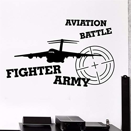 Vinilo de pared Avión de aviación    Guerra de combate Garantía de calidad Calcomanía de diseño moderno Cocina Decoración de pared Tatuajes de pared 80X49 CM