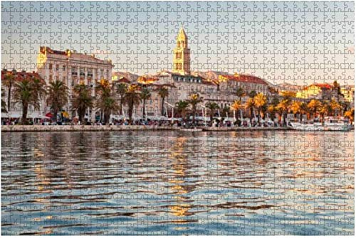 Vista del casco antiguo de Split desde el mar Croacia Mar Mediterráneo Stock Rompecabezas de madera Rompecabezas educativos Regalo Rompecabezas creativos 75 * 50 cm 1000 piezas