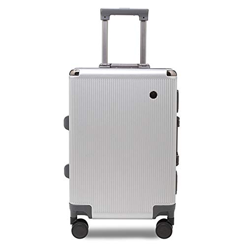 WANLN Seguridad Ladrón Diseñe su Propia Maleta Promocional Maleta Urtralight Fashion PC Trolley Equipaje,Plata,24inches