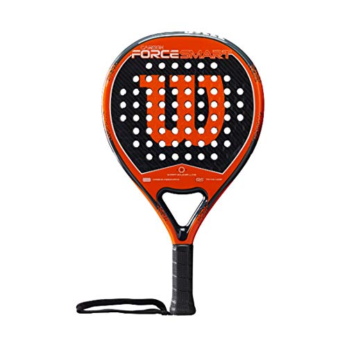 Wilson Carbon Force Smart Pala de pádel, EVA/Núcleo de fibra de carbono, 359 g, apto también para tenis playa, Unisex, Negro/Naranja