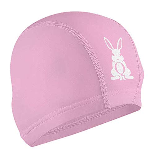 wu QA White Rabbit Adult Swim Cap, Gorro de baño de natación cómodo Impermeable de Silicona para Cabello Corto y Largo