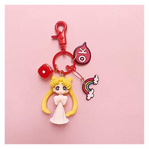 Xcwsmdq Llavero de Anime de Dibujos Animados Animado Llavero Llavero Chica Cosplay Chibiusa Luna románticos Accesorios Lindos Cartera de la Cadena de plástico Rosa (Color : Pink)