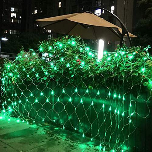 XCXDX Luces De Red De Pesca, Luces Decorativas para Árboles De Bienvenida, Barbacoa, Fiestas, Arbustos, 8 Tipos De Patrones De Luces Intermitentes, 144 LED, 2 × 2 M Green