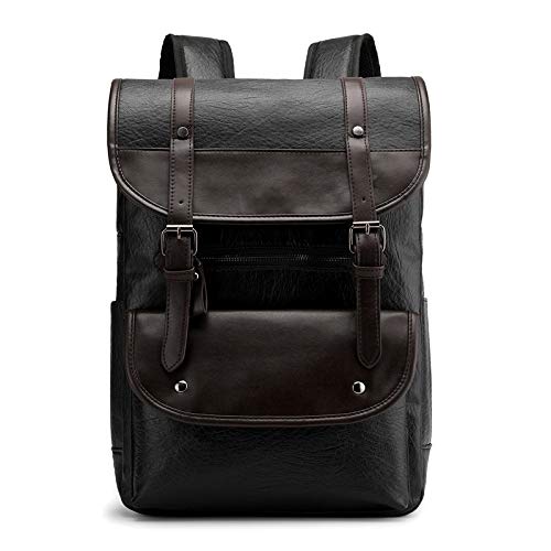 Xiannv PU Mochila Estudiante Bolsa Moda Hombres Mochila Negro