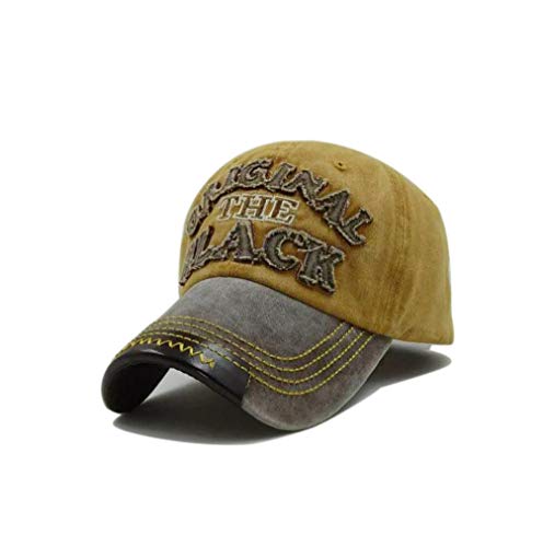 XibeiTrade Hombres Mujeres Lavado Twill Algodón Gorra De Béisbol Vintage Ajustable Dad Sombrero Original Negro - weikai-originalblack-3, Béisbol, M, amarillo (Yellow Coffee)