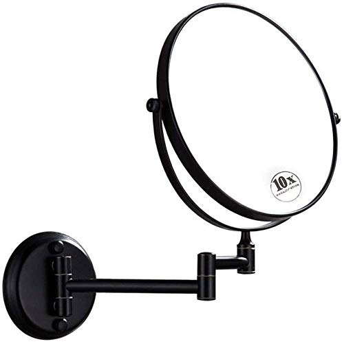 xjm Mirmón de Maquillaje de Pared de Pared de 8 Pulgadas 1x / 10x magnificador, Doble Cara 360 ° Giratorio extendible Afeitado de Afeitado Espejo cosmético Espejo de vanidad Redondo para baño Hoteles