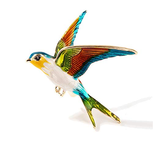 YAZILIND aleación de Dibujos Animados pájaro mamaria Gota Aceite de Golondrina Broche alfiler Mujeres Accesorios de Ropa Corsage cumpleaños Regalo joyería (Color)