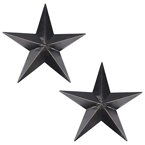 YiYa 2 PCS Estrella de Granero Estrella de Metal Apenada, Utilizada para Sala de Estar Dormitorio decoración Familiar decoración al Aire Libre Granja Pared Arte decoración, Negro 20.5 CM