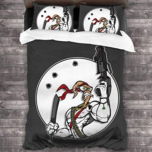 Yuanmeiju Juego de Cama Battle Worm Earthworm Jim 3 Pieces Bedding Set Duvet Cover 86x70 Inch Decorative 3 Piece Bedding Set with 2 Pillow Shams