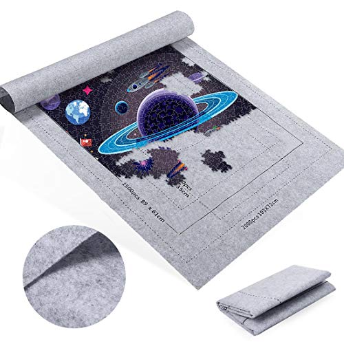 Zaloife Tapete Puzzle, Tapete para Enrollar Puzzles, Tapete para Puzzles 2000 Piezas, Puzzle Mat Gris,Estera de Rompecabezas Portátil, Puzzle Mat Roll