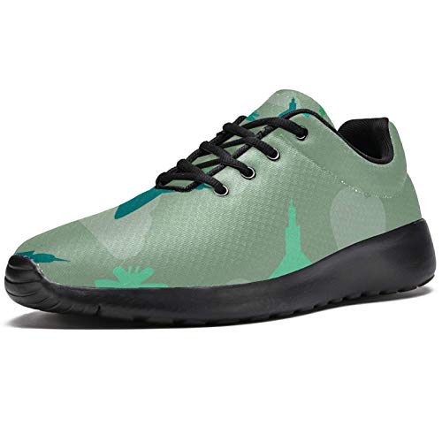 Zapatillas deportivas para correr para mujer con patrón de aviones de combate, color verde, de malla, transpirables, para caminar, senderismo, tenis, color, talla 37 EU