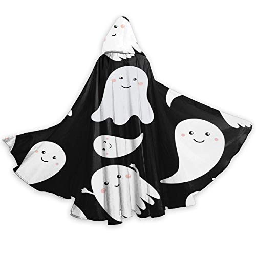 Zome Lag Happy Halloween Fall Cute Black Ghost Capa con Capucha De Halloween,Capa De Fiesta con Capucha,Bruja Manto del Diablo,Capa del Cabo Halloween