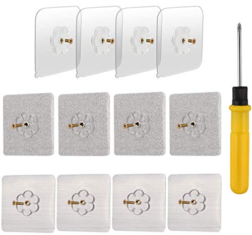 [12-Set]OOTSR 60x60mm Tornillos adhesivos desmontables Clavos para colgar pegajosos de montaje en pared sin dejar rastro No perforar para el baño Cocina Cuarto de almacenamiento Azulejo Pared Ducha