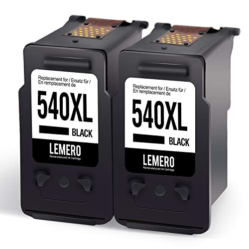 2 LEMERO Remanufacturado Cartuchos de Tinta para Canon PG-540XL para Canon Pixma MG2150 MG2250 MG3150 MG3250 MG3550 MG4150 MG4250 MX375 MX395 MX435 MX455 MX515 MX525 Impresora,2Negro