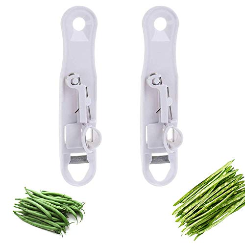 2 Pcs Cortador-pelador, Troceador, Triturar la cocina, Cortador, Herramientas de cocina para verduras, Acero, para Algarroba, Judías Verdes, Guisantes, Blanco, 3 x 13 x 3 cm