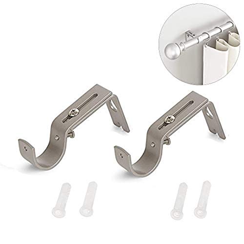 2pcs Soportes Ajustables de Pared Ajustable Barra de Cortina Soportes para Barra de Cortina de 3/4 de Pulgada, Soporte de Barra de Metal Extensible para Montar en la Pared Plata