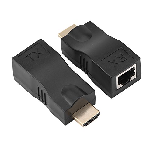 2X HDMI a RJ45 Extender,30 Metro Cat5e/6 4K Repetidor Convertidor Extensor de Cable de Red de HDMI a RJ45 para PS3 TV PC Proyector Ordenador HD EVD,etc