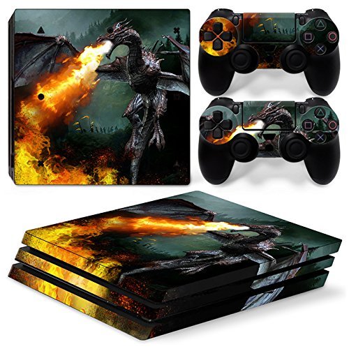 46 North Design Ps4 Pro Playstation 4 Pro Pegatinas De La Consola Dragon Fire + 2 Pegatinas Del Controlador