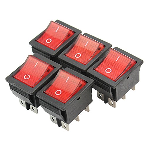 5x 6 Pins Botón On-Off I/O Interruptor Basculante AC 250V 20A Rocker Switches