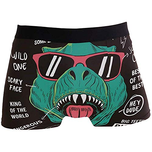 Adamitt Pnglld Cartoon Dinosaur Funny Boxer Briefs para Hombres Boy Youth Ropa Interior para Hombres Poliéster Spandex Transpirable