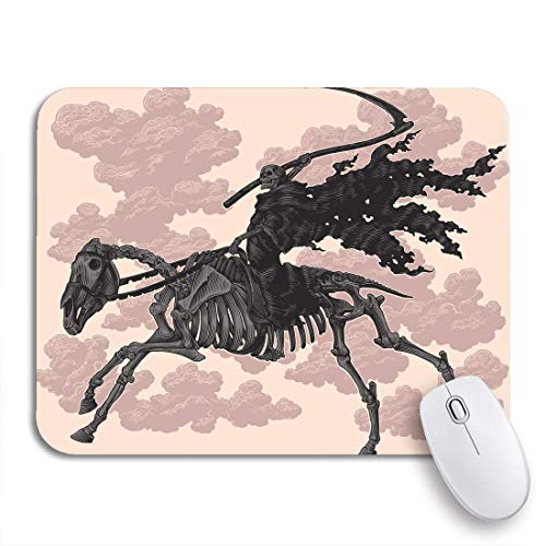 AIMILUX Alfombrilla Raton Alfombrilla Gaming Alfombrilla,Caballo Muerte a Caballo Esqueleto Grabado Vintage 8 Aventura,Base de Goma Antideslizante para Laptop con computadora y PC