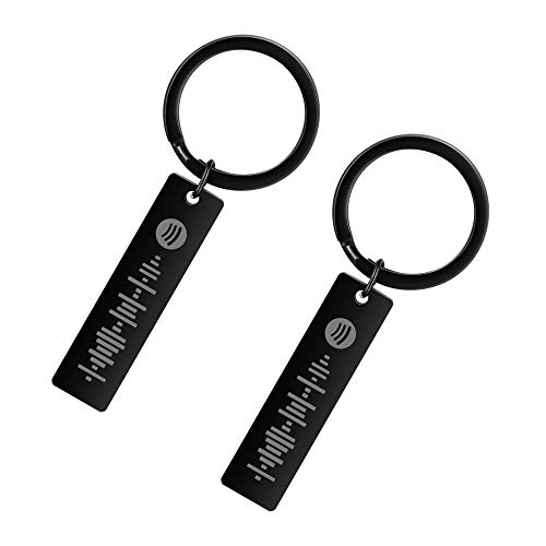 ALBERTBAND Llavero para mujer llavero personalizado con código de Spotify de música escaneable llavero personalizado con tu canción de música (2 pcs-Black)