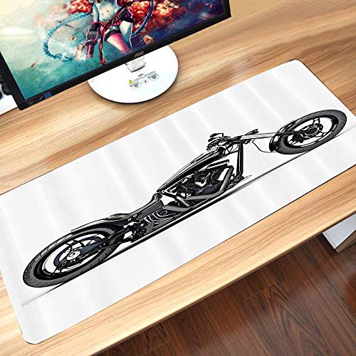 Alfombrilla Goma Antideslizante para ratón,Conjunto Varonil, Motocicleta, costoso Caballo de Fuerza, vehículo Masculino Aventure,Lavable, con diseños, para Gamers, PC y Portátil60x35 cm