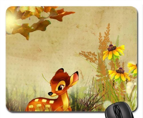 Alfombrilla Ratón Grande Gaming con Superficie Texturizada Impermeable, Base de Goma Antideslizante Fall Bambi (Ciervo) 25X30cm