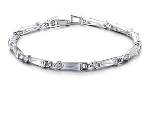 AnazoZ Pulsera para Mujer Acero Inoxidable Pulsera de Cadena Plata Prism Alto Pulido 0.3x17CM