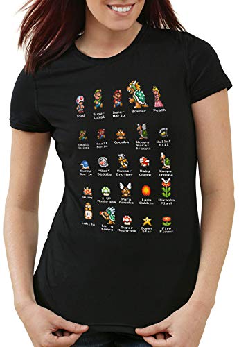 A.N.T. Mario Stars Camiseta para Mujer T-Shirt Switch NES SNES Gamer, Talla:XL