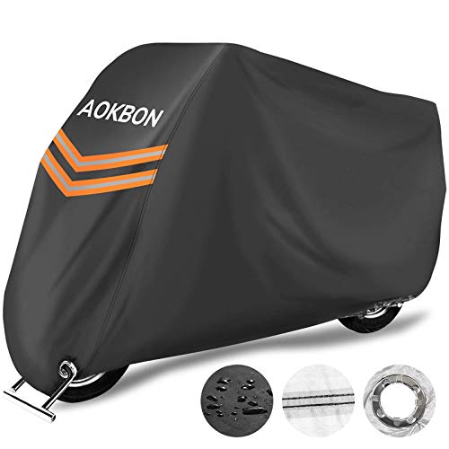 AOKBON Cubierta de la Moto Impermeable Funda para Motocicleta Resistente al Viento Cubierta UV Protectora de Poliéster para Protección al Aire Libre