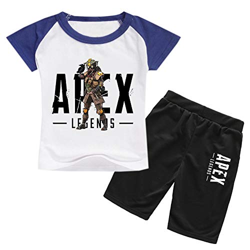 Apex Legends Pullover Buena relación Calidad-Precio Verano Nueva Ropa for niños Versión Coreana Cuello Redondo Manga Corta Pantalones Cortos de Punto niños y niñas (Color : A09, Size : 150)