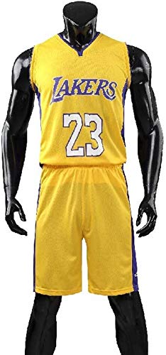 ASSD Uniforme de los Hombres y Unisex Baloncesto Camiseta-Verano NBA Lakers 23 James Fan Edición Jersey-clásico sin Mangas y Corto (Color : Yellow, Size : 5XL)