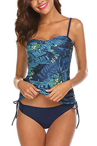 AYEEBOOY Bañador de Dos Piezas para Mujer Tamaño Grande Tankini Trajes de baño Bikini Set(3azulhs,EU (40-42))