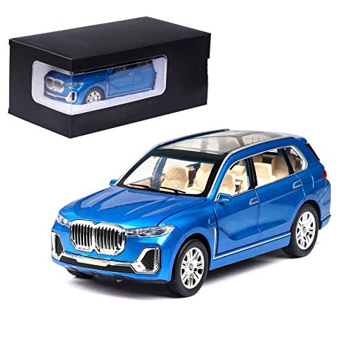 BECCYYLY Diecast Model Coche 1:24 para BWM para X7 Alloy Model Modelo Diecasts T-OY Vehículos Simulación Sound Light Sound Pull Back T-Oy Coleccionables (Color: 24 Blue Send Box) wmpa