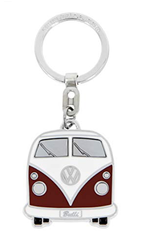 Brisa VW Collection - Volkswagen Furgoneta Hippie Bus T1 Van Llavero Vintage en una Caja de Regalo, Anillo de Llavero Retro, Accesorios del Coche como Idea de Regalo/Souvenir (Frente/Rojo&Blanco)