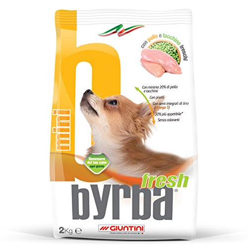 Byrba Fresh Mini Giuntini - Croquetas de pollo/pavo y guisantes, 2 kg Sin colorantes, no ha sido testado en animales, producto italiano.