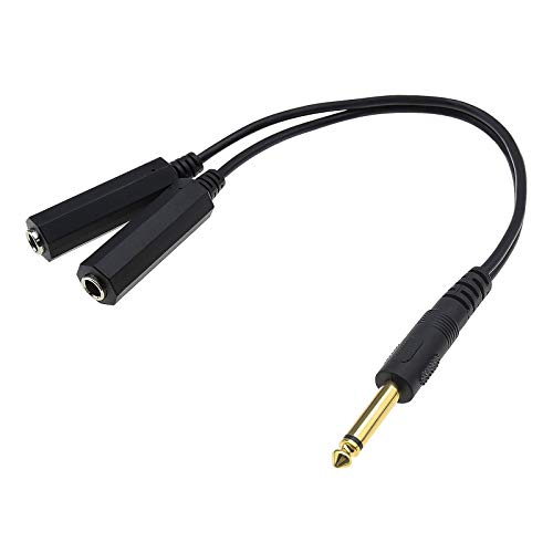 Cable divisor de audio de 6,35 mm, macho mono a hembra dual, cable de extensión de 30 cm, conector chapado en oro