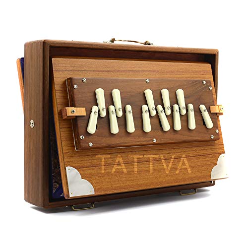 Caja de shrutibox TATTVA "Calcutta" - PROFESSIONAL made by M.K. Sardar, Átem de sonido largo, C-C 13 Strones, 440 Hz, madera de teca, Primeversand, yoga, mantra, Shruti Box