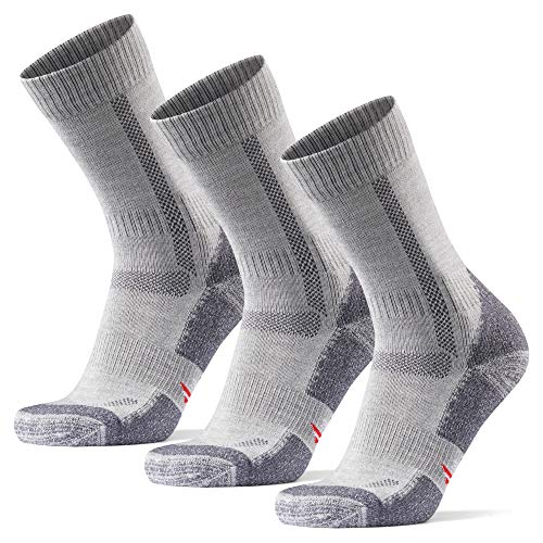 Calcetines de Senderismo y Trekking de Lana Merina para Hombre, Mujer y Niños, Otoño e Invierno, Pack de 3 (Gris Claro, EU 39-42)