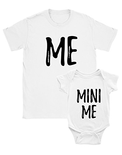 Camiseta Papá y Body Bebé, Regalos para Papas Primerizos, Ropa Papa Bebe - Me and Mini Me -Blanco Large/Bebé Blanco 9-12 Mes