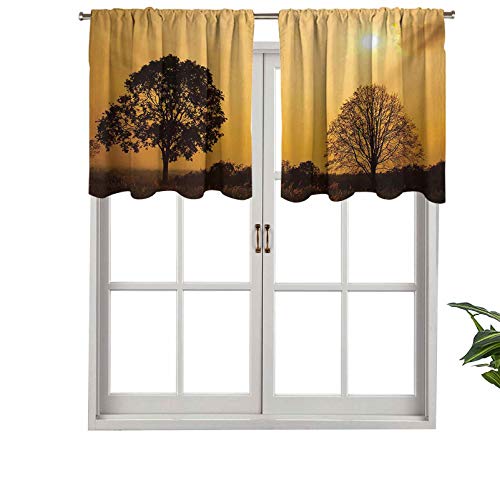 Cenefa de cortina para interiores y hogares, diseño de árbol del desierto al atardecer, safari, día de verano, juego de 1, 42 x 18 pulgadas para baño y cafetería.